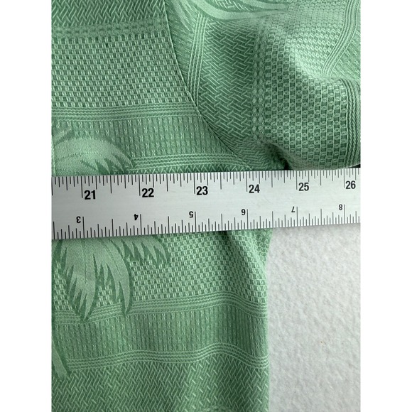 Tommy Bahama Men's L Silk Palm Tree Jacquard Camp Shirt Sage Green Short Sleeve - Picture 5 of 7